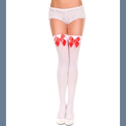 Selvsiddende Hvide Strmper Med Sljfe vlg farve