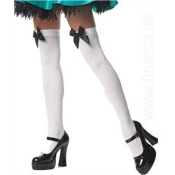 Selvsiddende Strmper hvid med sort sljfe